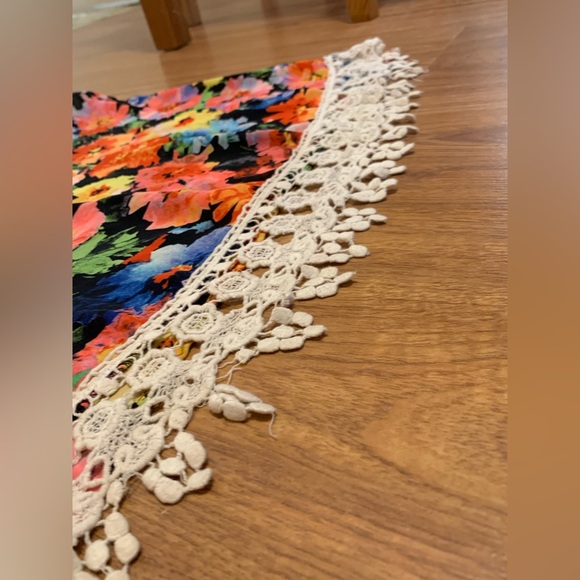 LOVE CULTURE bright neon colourful vintage boho floral crochet trim tank top - Picture 12 of 13